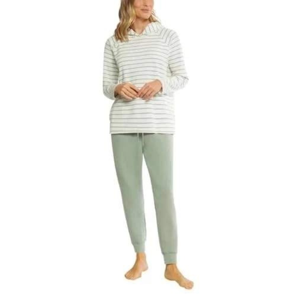 Max & Mia Waffle Knit Lounge Set Womens Small Green Striped Hoodie Joggers NEW‎